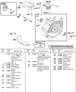 Cylinder, Oil Sensor Group Diagram and Parts List for 85432-0235-A1  Briggs and Stratton Engine